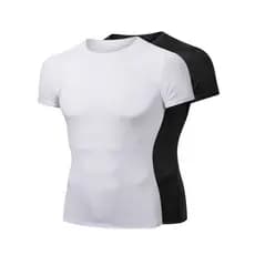 Esportes de manga curta collants camiseta masculina correndo treinamento basquete Base superior de secagem rápida respir