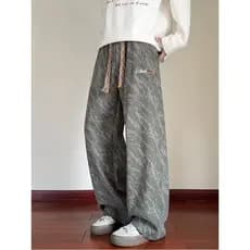 Tie-Dye High Street calças masculinas outono estilo preguiçoso esportes novo estilo All-Match em linha reta solta na mod