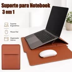 3 em 1 Suporte para Notebook Capa Bolsa Notebook Couro PU  MacBook Air/Pro M2 13.6 13 14 15 16"