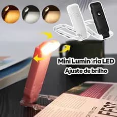 Mini Luminária para Leitura De Livros LED Luz Noturna Brilho Ajustável Clip Dobrável