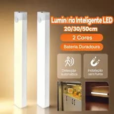 Luminária LED Sensor de Movimento Sem Fio Recarregável USB Barra Fina 20/30/50cm