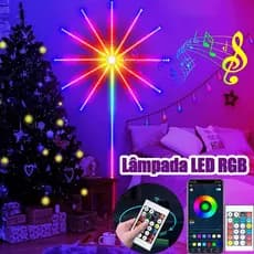 Lâmpada De Fogo De Artifício Led Fairy Starburst Com Controle Bluetooth e Sensor Sonoro Para Quarto Festa Ambiente