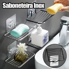 kit 2 Saboneteira de Inox com Adesivo Fixação Forte Resistente Adequado para banheiros e cozinhas
