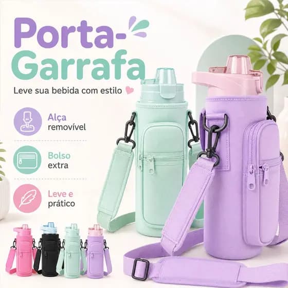 Bolsa Porta Garrafas De Água Para Celular Chaveiro Com Alça De Ombro Ajustável