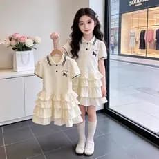 Vestido de Verão Infantil Menina 2026 | Tamanho Médio e Grande, Estilo Ocidental, Princesa Moda Nova