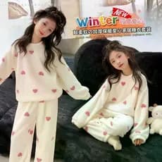 Menina Develvet quente outono inverno novo estilo Anti-resfriamento calças de manga comprida outono grande menina pijama