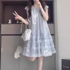 Meninas vestido 2026 novo estilo médio grande crianças temperamento tule Floral a linha vestido de princesa