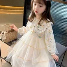 Vestido de Fadas Gola Boneca Estilo Ocidental Verão 2026 Menina