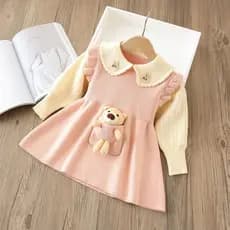 Vestido suéter feminino desenho animado urso vestido suéter infantil