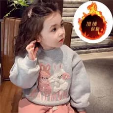 Meninas forro de lã moletom quente outono inverno roupas 2026 novo estilo moda crianças All-Match impresso pulôver Botto