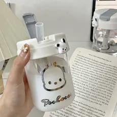 Mini copo pequeno fofo portátil copo de água estudante copo de palha ins simples casal prático copo ins feminino de alto