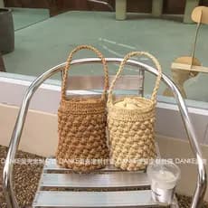 Bolsa bolsa transversal feminino Ins Blogger francês mesmo estilo saco de palha verão francês Retro portátil tecido saco