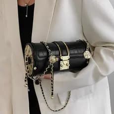 Bolsa pequena com textura de alta qualidade estilo ocidental, corrente de moda feminina