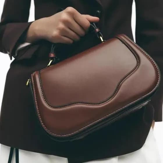 bolsa transversal feminino Bolsa ZA2025 primavera novo produto bolsa feminina marrom escuro amarelo aba portátil Casual