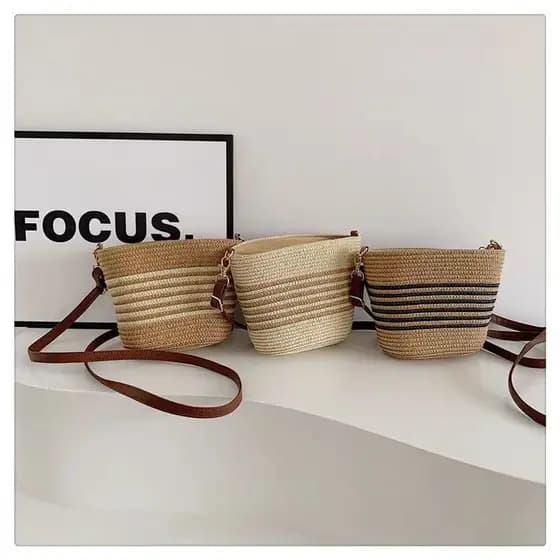 bolsa transversal feminino bolsa feminina Venda quente nicho francês palha tecido novo estilo tecido férias saco do mens