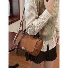 bolsa transversal feminino Bolsa Retro Boston saco 2026 novo estilo feminino bolsa de ombro saco do mensageiro âmbar Str