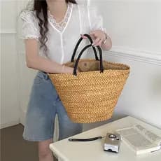 bolsa feminina bolsa transversal feminino Bolsa feminina francesa portátil cesta de vegetais bolsa de tecido de palha