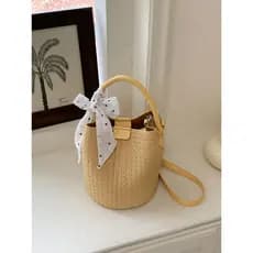 Bolsa bolsa feminina Bolsa balde tecida à mão feminina 2026 novo estilo nicho Design bolsa estilo preguiçoso bolsa mensa