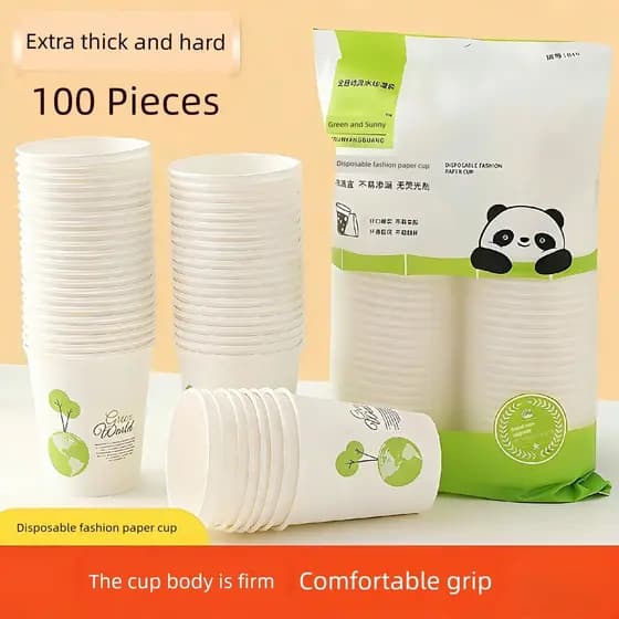 100 copos de papel descartáveis engrossados, xícaras de chá comerciais domésticas, xícaras de chá de leite, ano endureci