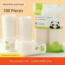 100 copos de papel descartáveis engrossados, xícaras de chá comerciais domésticas, xícaras de chá de leite, ano endureci