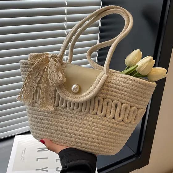 Bolsa bolsa transversal feminino Bolsa de palha francesa Popular deste ano 2024 Bolsa tecida à mão Bolsa de praia Nicho