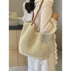 Bolsa bolsa transversal feminino Verão beira-mar praia férias palha tecido saco senhoras 2026 novo estilo Commuter grand