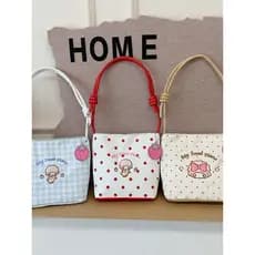 Bolsa bolsa transversal feminino Estilo coreano fresco bordado bolinhas cordeiro bolsa de ombro bonito menina coração ni