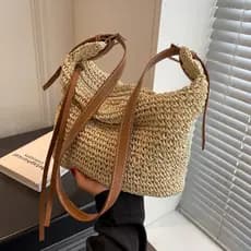 Bolsa bolsa transversal feminino Bolsa de palha estilo preguiçoso 2026 novo estilo bolsa de tecido feminina bolsa mensag