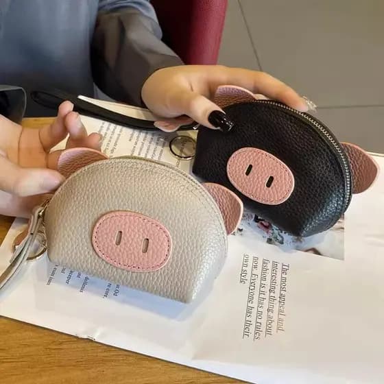 Bonito Piggy moeda bolsa senhoras Mini embreagem moeda saco chave saco de armazenamento titular do cartão ins textura de