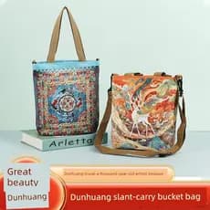 Bolsa bolsa transversal feminino Dunhuang Bolsa balde portátil de cervo de nove cores, bolsa de pulso pode ser de armaze