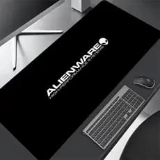 Mousepad Gamer 80x30 Antiderrapante Alienware High Performance Space Logo Black Metal Minimalista