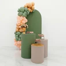Kit Capa Painel Romano E Trio Crilindros Verde Musgo Minimalista Cor Solida Decoração Cha Revelação Aniversario Evento