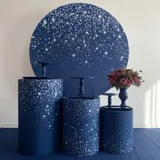 Kit Capa Painel E Trio Cilindros Glitter Anivesario Festa Aniversario Decoração Menina Menino Infantil Kids