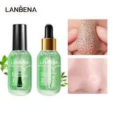 Kit Removedor de Cravos de Chá Verde LANBENA, Reduz Poros, Elimina Marcas de Acne, Remove Cravos, Antiacne 17ml+17ml