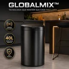 Lixeira Automatica Sensor 40 Litros Aco Resistente Design Moderno Preta Praticidade