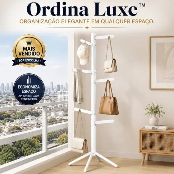 Cabideiro Vertical Multiuso Branco 4 Braços Organizador Roupa Acessorios