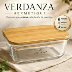 Pote Vidro Hermetico Tampa Bambu Marmita Reutilizavel 1040ml Conservacao Frescor Seguro