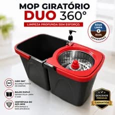 Mop Giratorio Limpador 360 Graus Balde Duplo Centrifuga Aco Inox Duravel