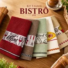 Kit 3 Panos de Prato Bistrô Atoalhado 50x70 / Felpudo Estampado Jacquard 100% Algodão Cozinha