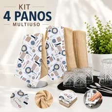 Kit 4 Panos de Limpeza Multiuso - 35x55 cm - Absorção, Macio, Resistente
