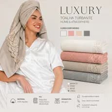 Toalha de Banho 100% Algodão 78cm x 1,50m Premium Luxury Com Renda Macia, Felpuda