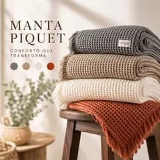 Manta Sofá Piquet Decorativa 100% Algodão 150x200 cm Premium Com Franja CavHome
