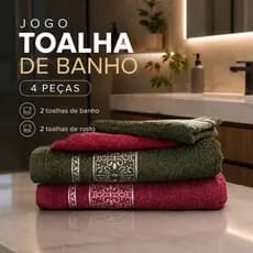 Jogo Toalhas de Banho 4 Peças Premium Cristal 2 Banho + 2 Rosto 100% Algodão Macia Felpuda