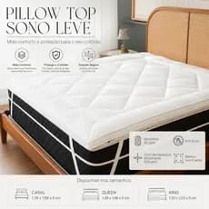 Pillow Top Protetor de Colchão com Elástico - Casal / Queen / King - Extra Macio Anti Ácaro