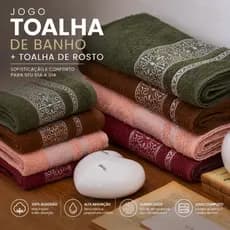 Jogo 2 Toalhas Banho e Rosto Premium Cristal 100% Algodão 70x135 cm Grande Macia Felpuda Grossa