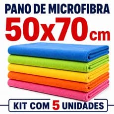 Kit 5 Panos de Microfibra 50x70 Multiuso Alta Absorção