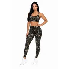 Conjunto De Academia Camuflado Fitness Moda Feninino Calça Leg Legging Com Top Trançado Estampados