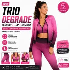 CONJUNTO TRIO KIT DEGRADE LEGGING TOP BOMBER CONJUNTO ACADEMIA FITNESS INVERNO