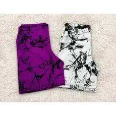 Kit 2 Shorts Marmorizado Roupa Academia Cintura Alta Feminino Tie Dye Zero Transparencia