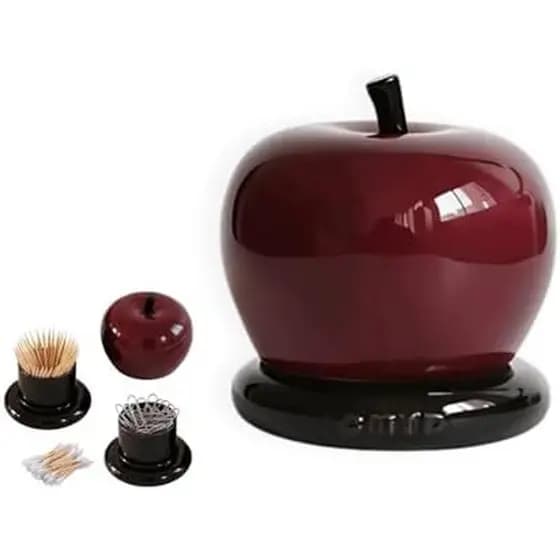 Container for Paperclips, Cotton Swabs, Toothpicks Holder - Cute Apple Themed Teacher Appreciation Gift for Back to Sch